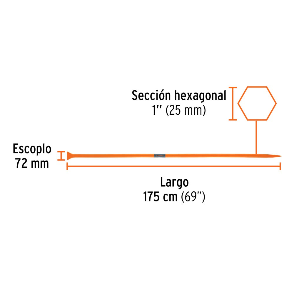 Barretilla Recta Hexagonal Truper 1"x175 cm 
