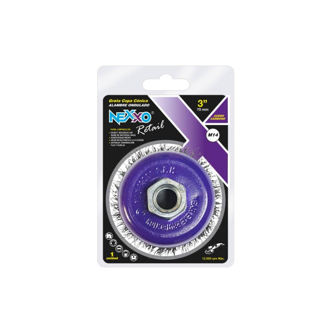 Grata Copa Alambre Ondulado 3" 75mm X M14