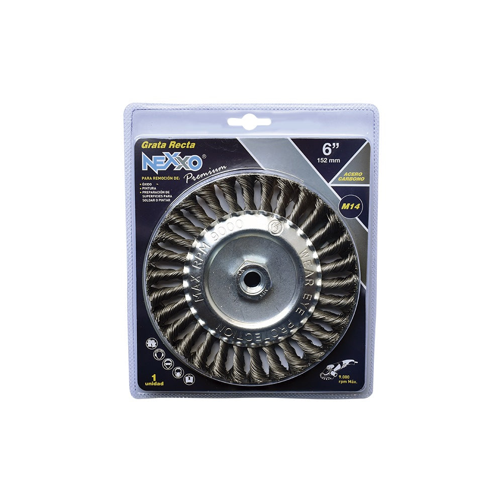 Grata Circular Plana Trenzada Acero Carbono 4 1/2" y 6"