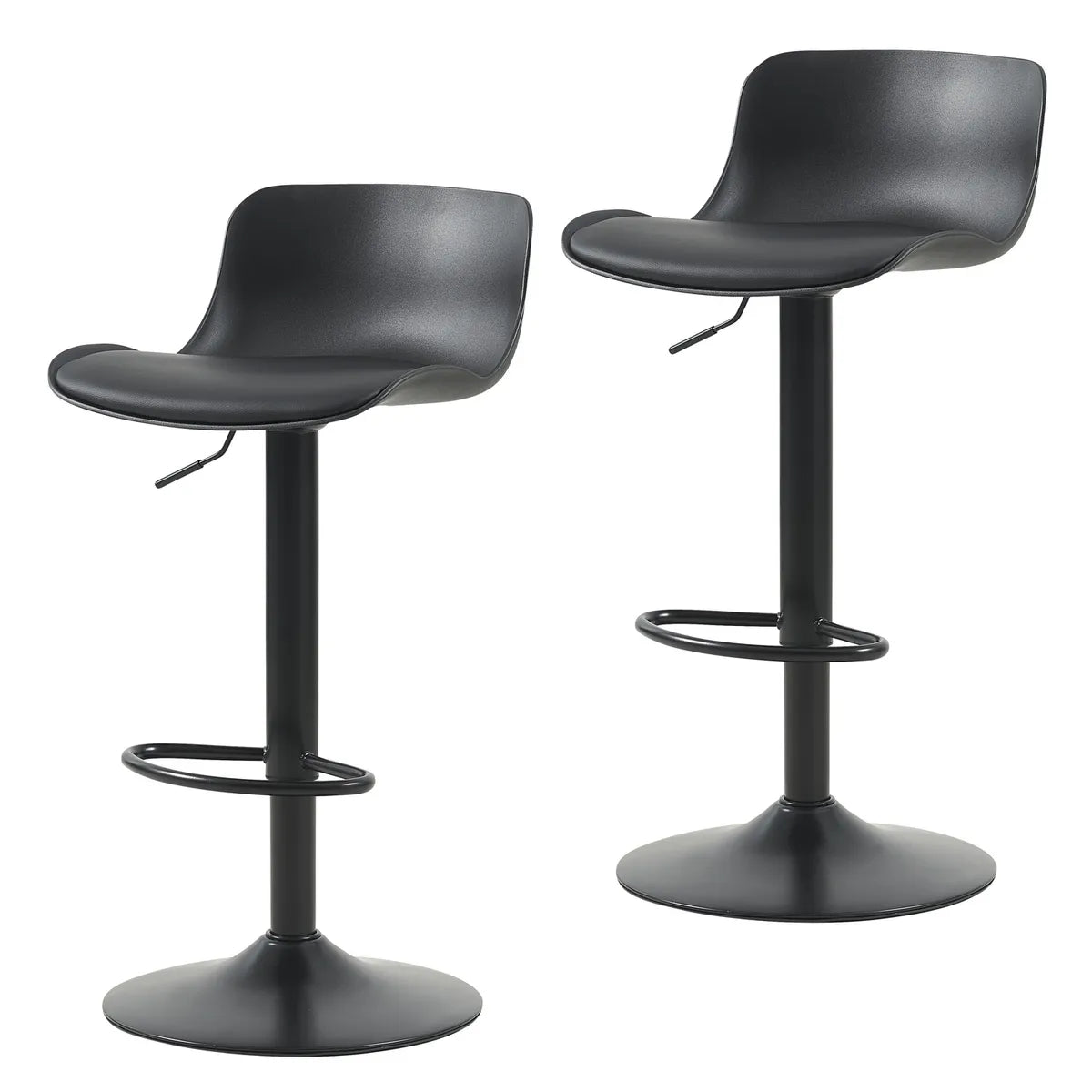 Set 2 Sillas Bar Altas Acolchadas Negro 100x43x47 cm
