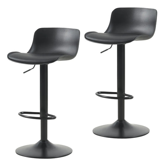 Set 2 Sillas Bar Altas Acolchadas Negro 100x43x47 cm
