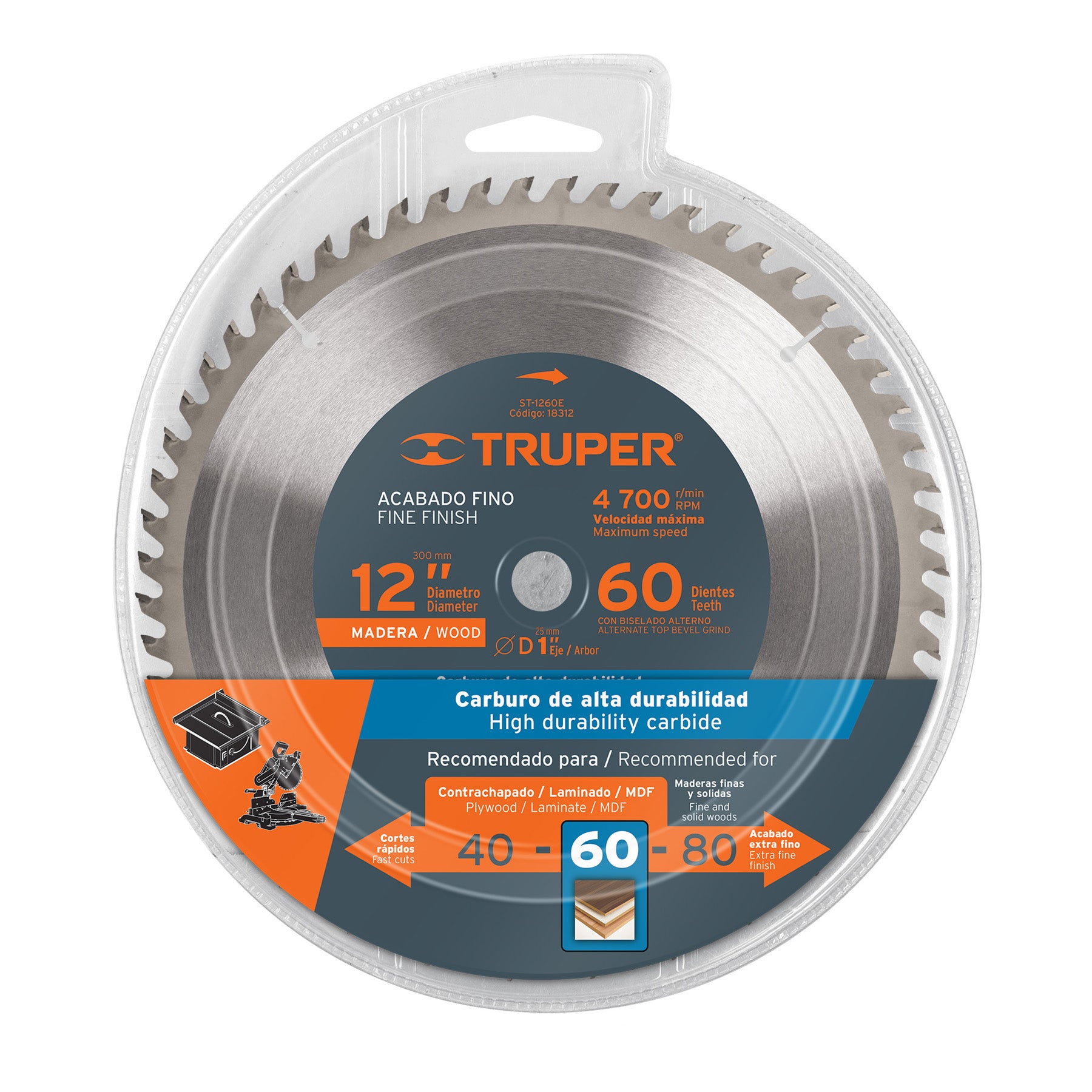 Disco Sierra 12" para madera 60 dientes
