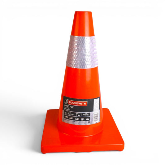 Cono PVC con Cinta Reflectante 18" (Doble Cinta)
