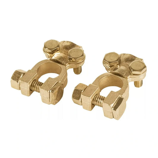 Par Terminales de Bronce para Batería +/- 12/24V