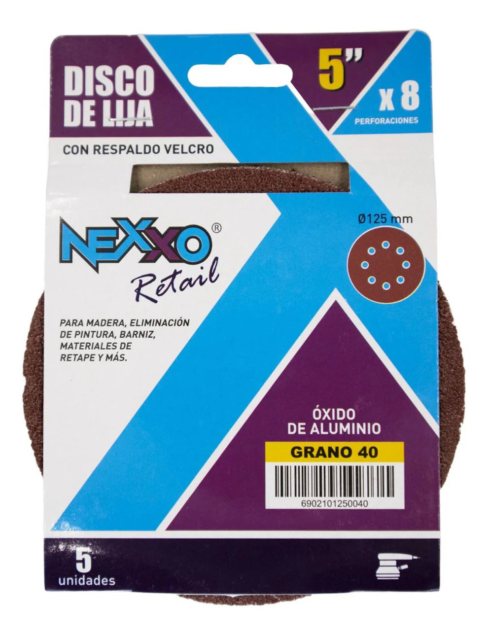 Pack 5 Discos De Lija Con Velcro 5'' (125mm) G40