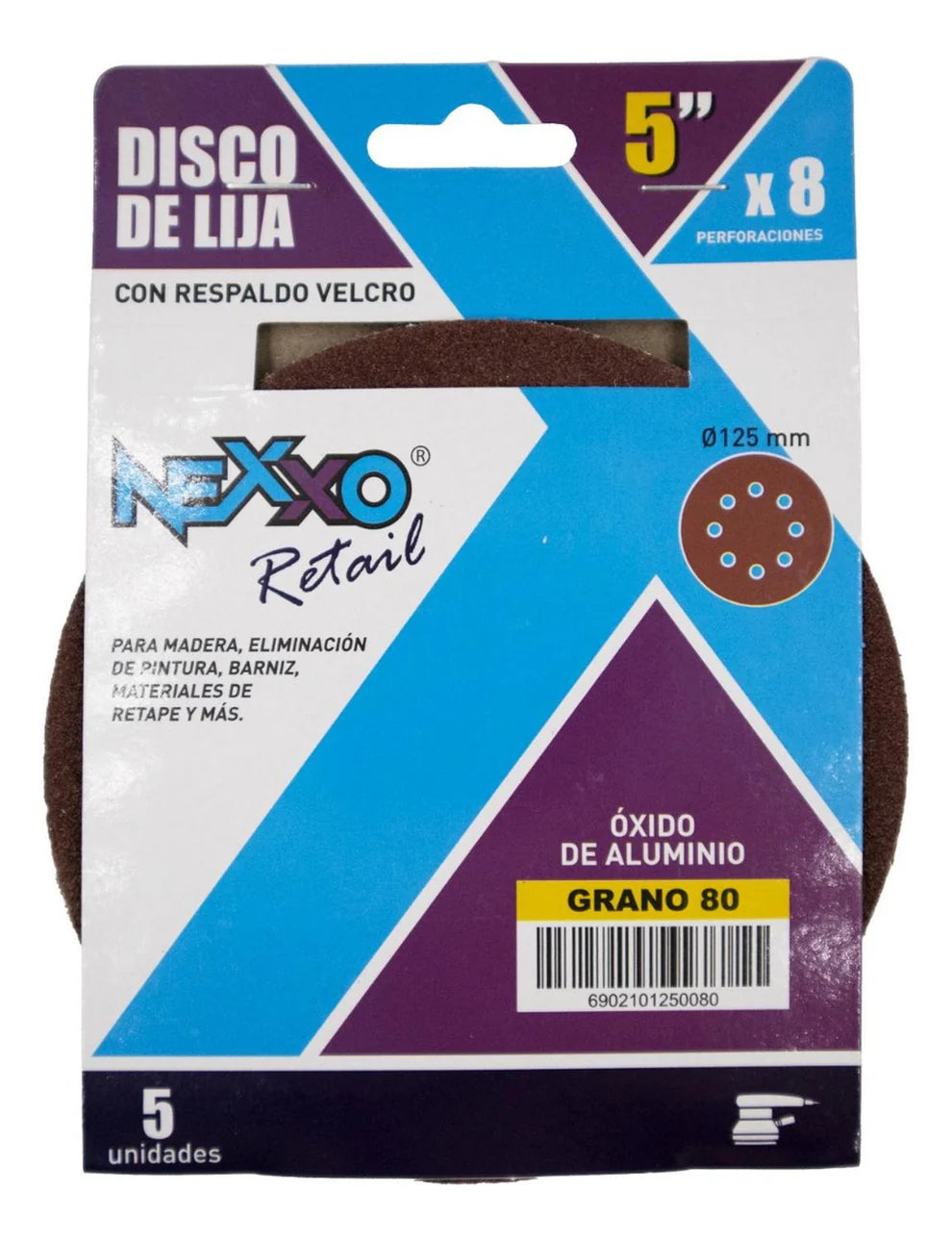 Pack 5 Discos De Lija Con Velcro 5'' (125mm) G60