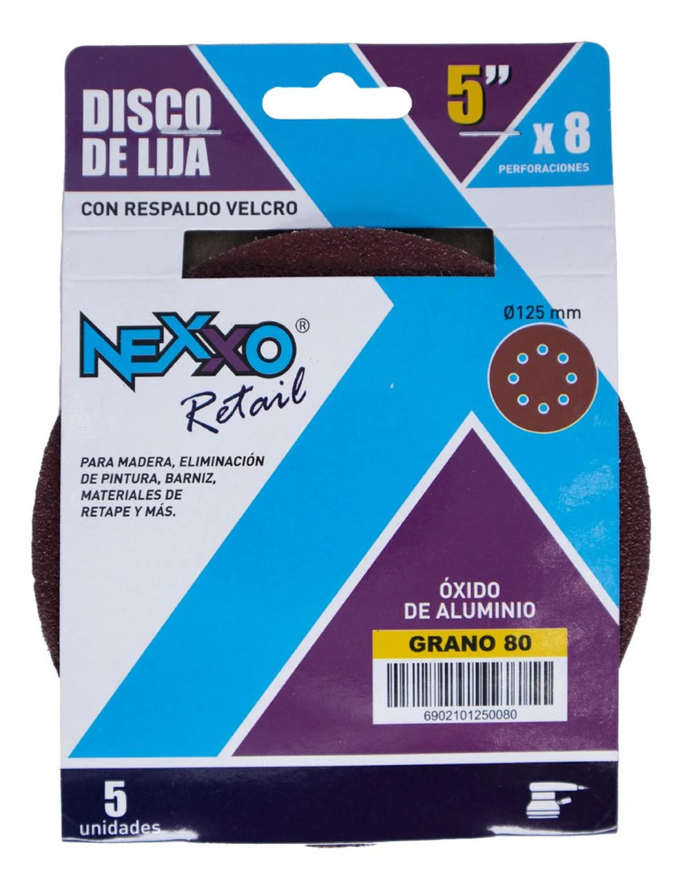 Pack 5 Discos De Lija Con Velcro 5'' (125mm) G80