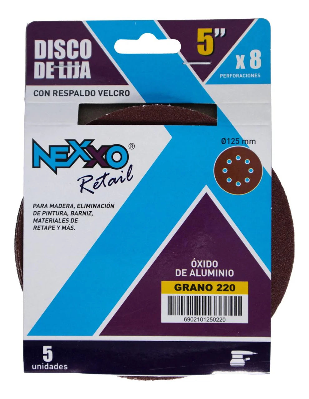 Pack 5 Discos De Lija Con Velcro 5'' (125mm) G220