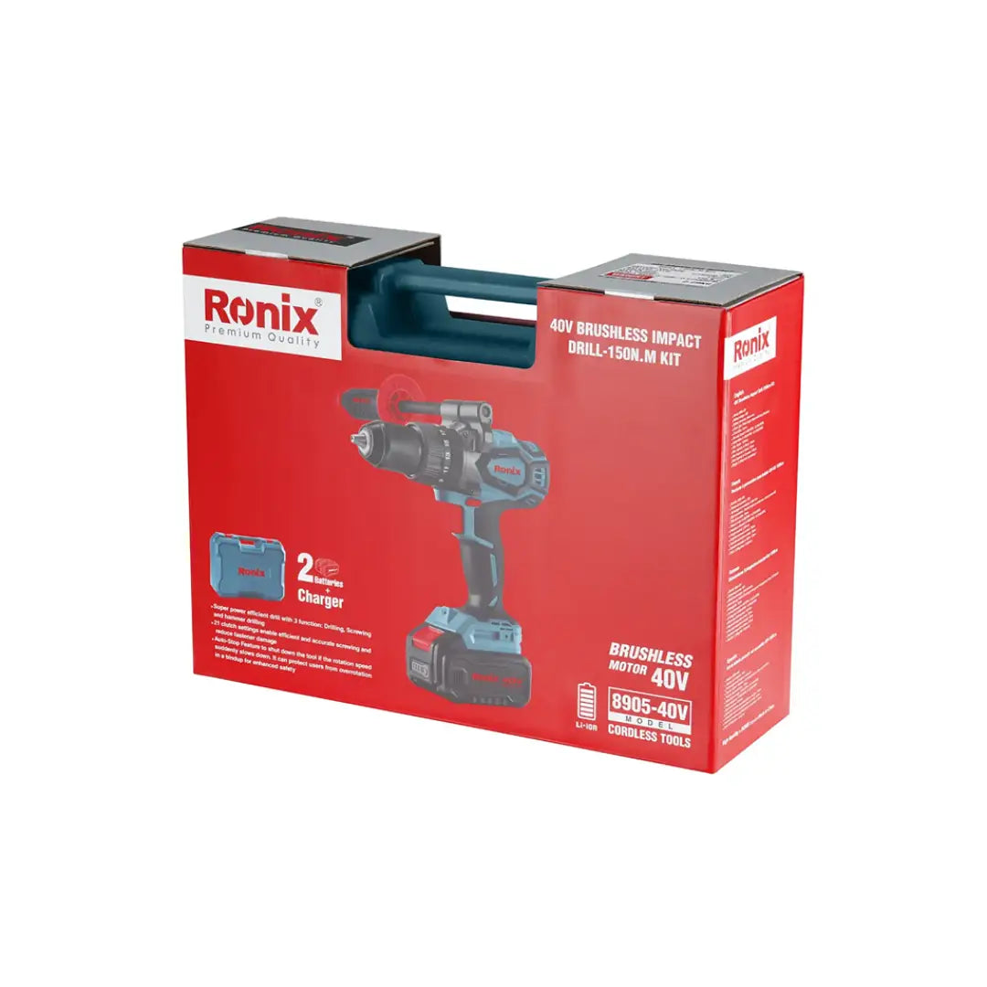 Kit Taladro Percutor Inalámbrico 8905 – 40V 13 mm RONIX