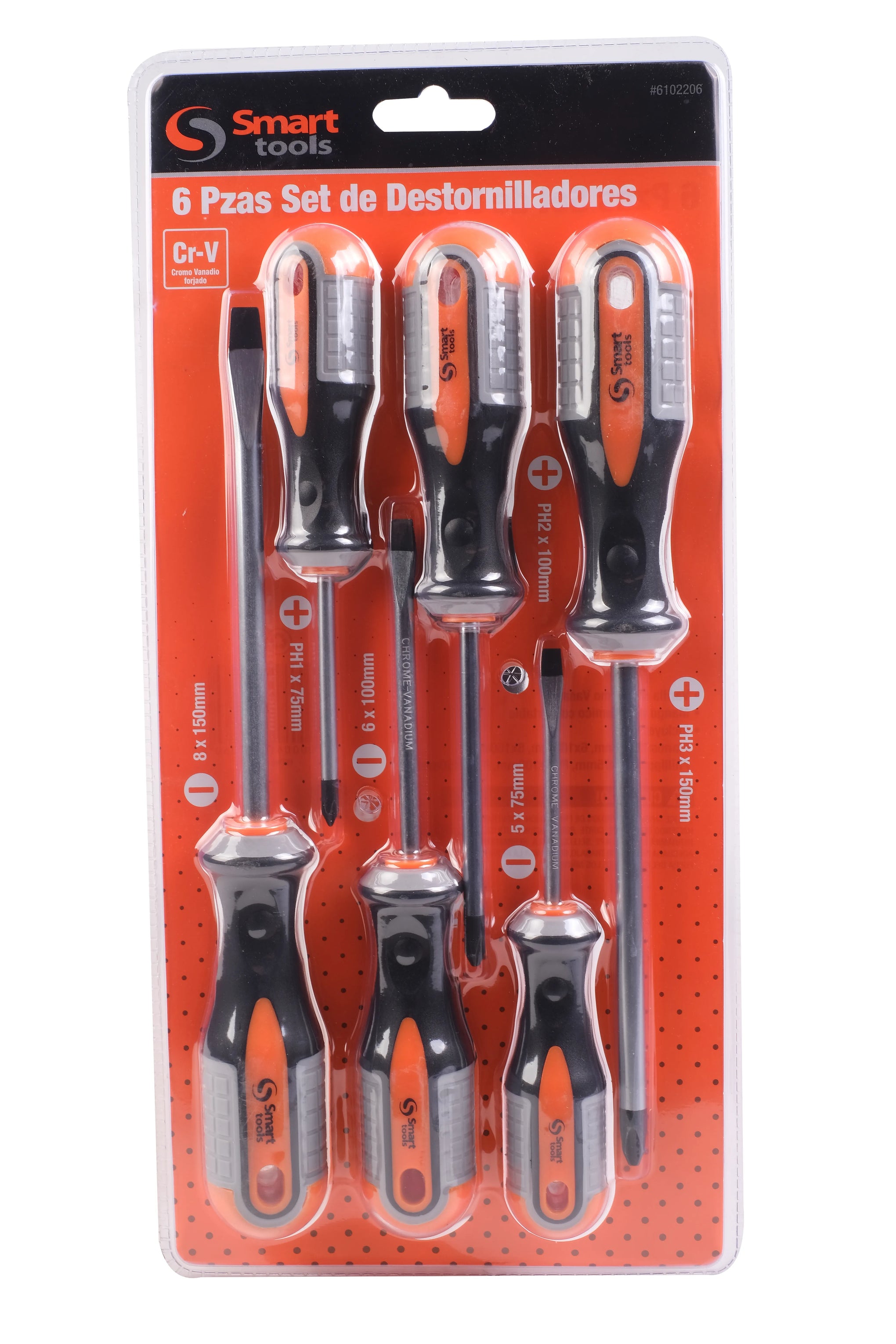 Juego Destornilladores PH/PL 6 Piezas Mango Ergonómico Smart Tools