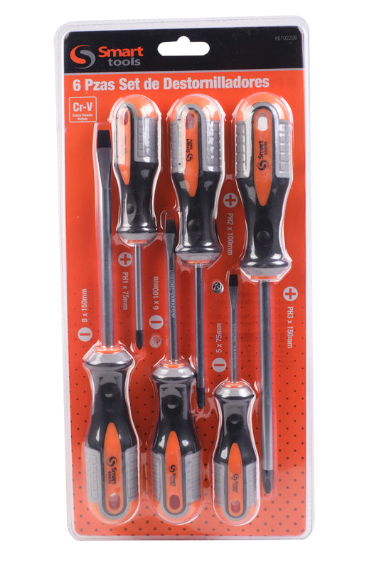 Juego Destornilladores PH/PL 6 Piezas Mango Ergonómico Smart Tools