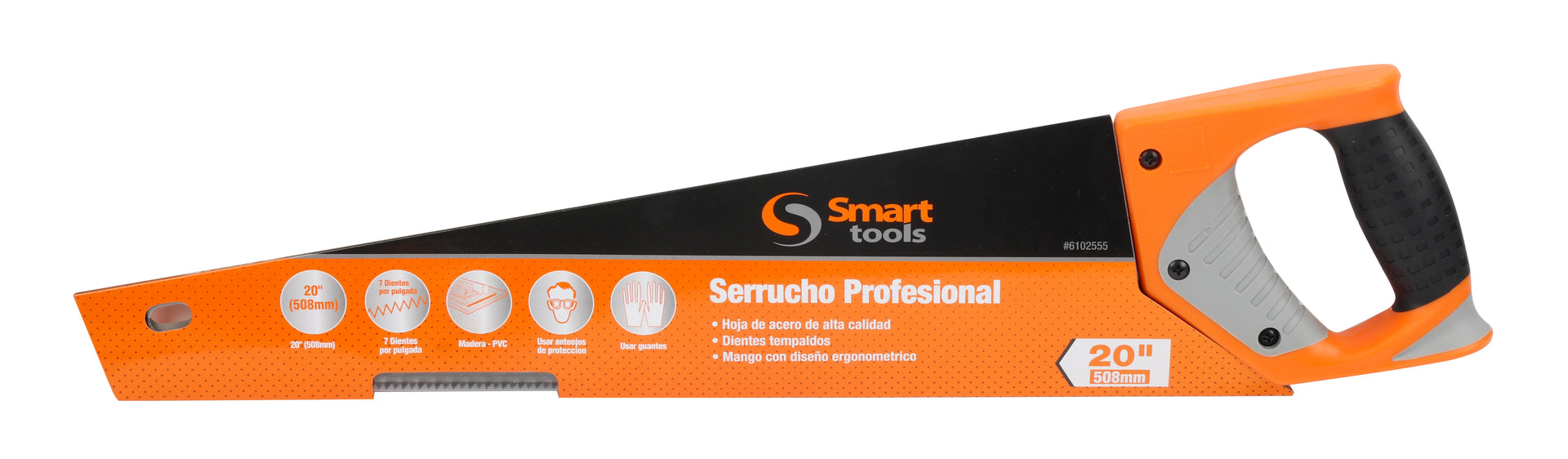 Serrucho Carpintero 20" 7 Dientes Mango Goma Smart Tools