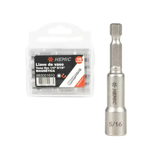 Adaptador Vaso Magnético Toma Hex 1/4" 5/16" HEMIC