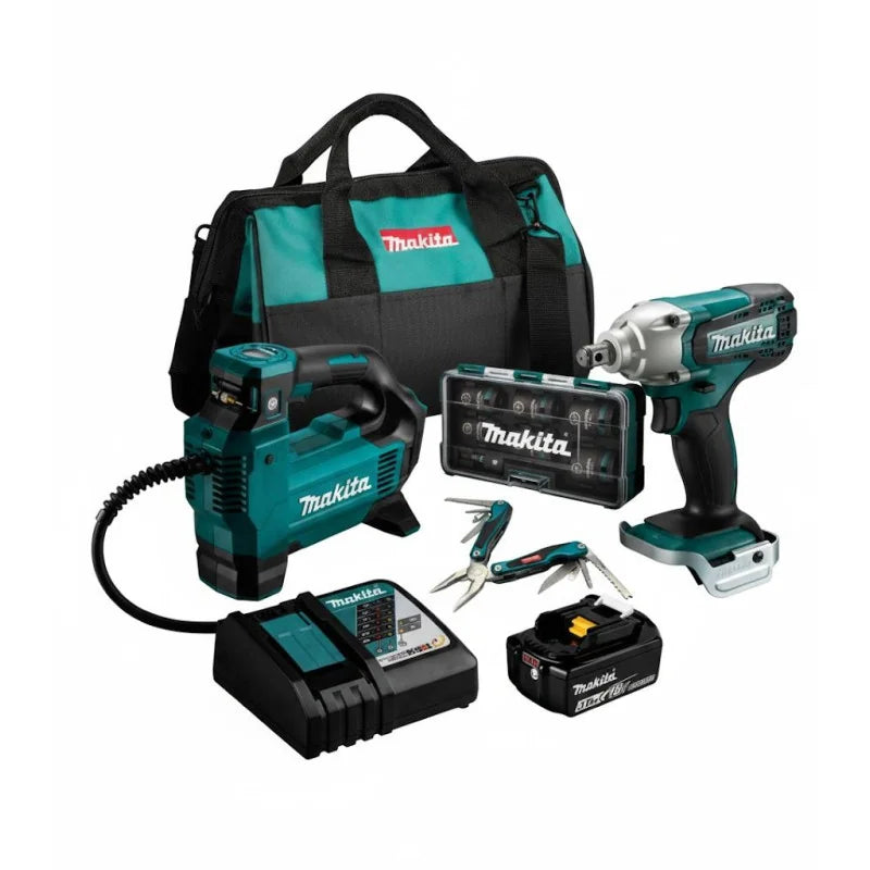 Kit Llave de Impacto 1/2" + Inflador Inalámbrico 18V MAKITA DTW190Z-2