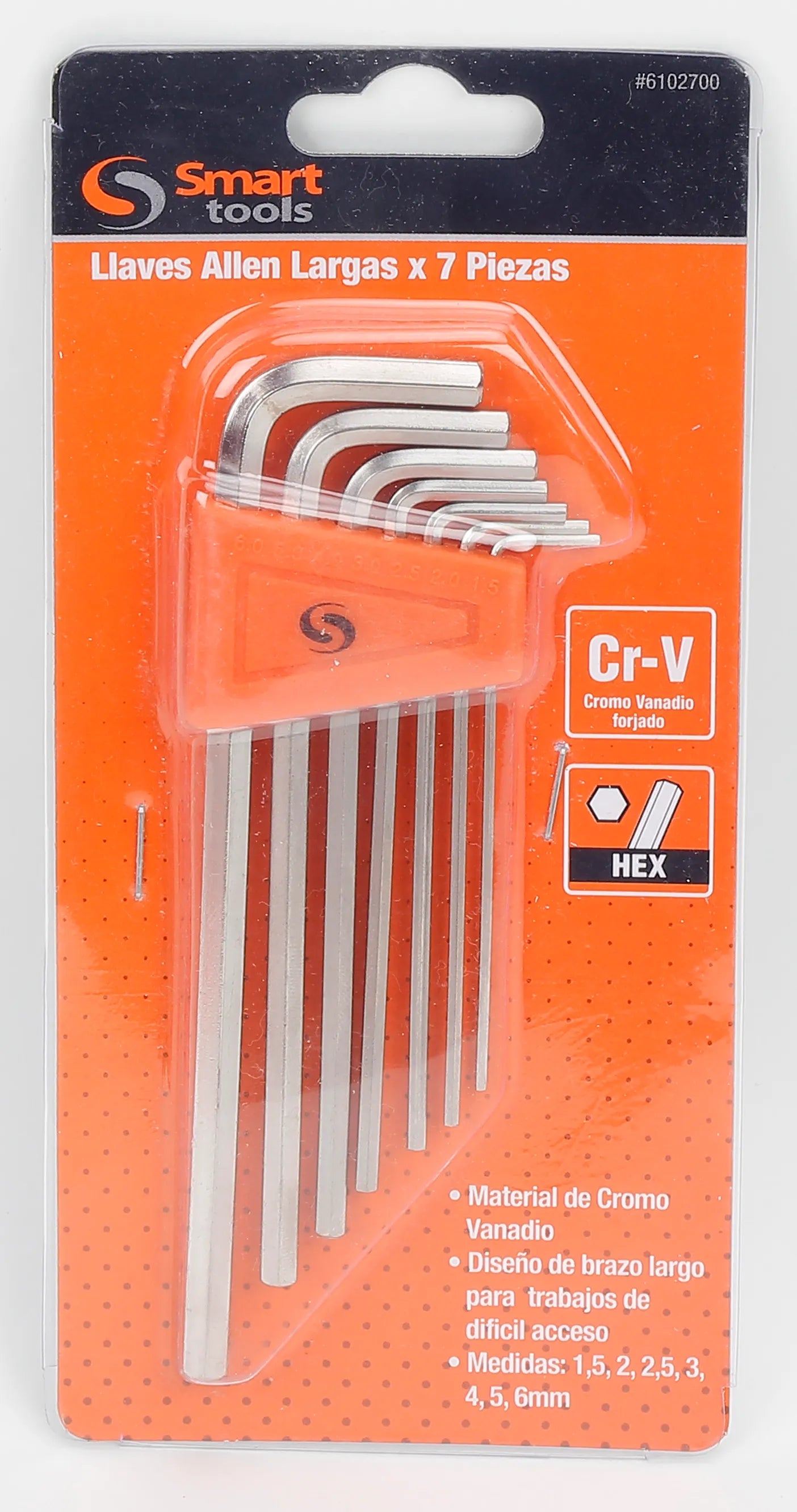 Juego Llaves Allen Largas 7 Piezas 1,5 a 6,0 mm Smart Tools