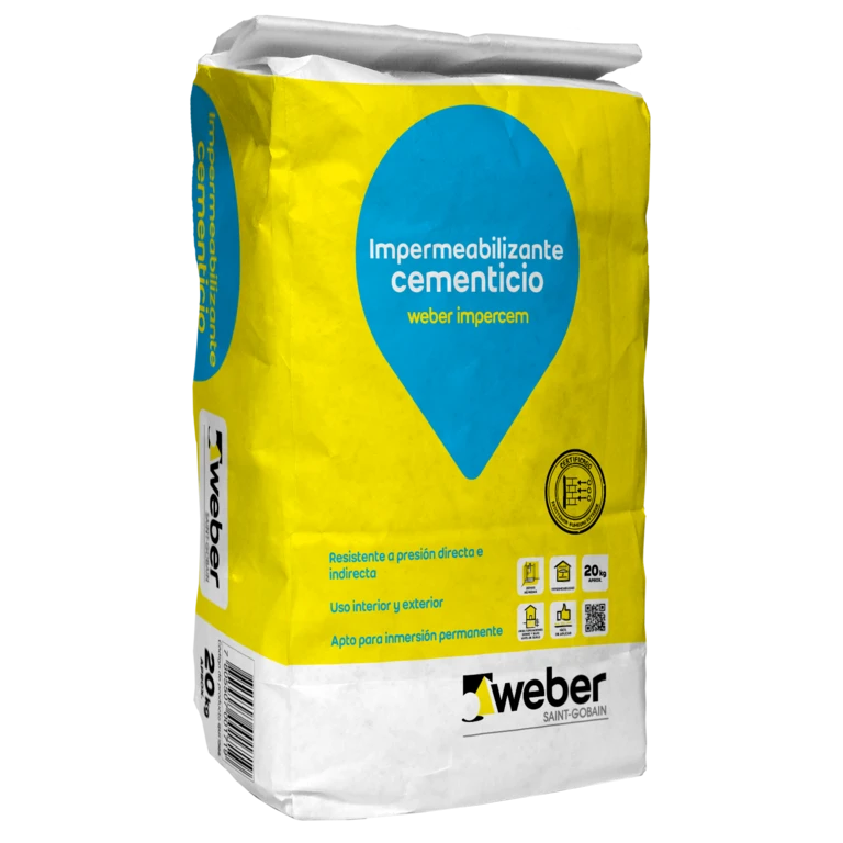 Impermeabilizante cementicio monocomponente Weber Impercem saco 20kg